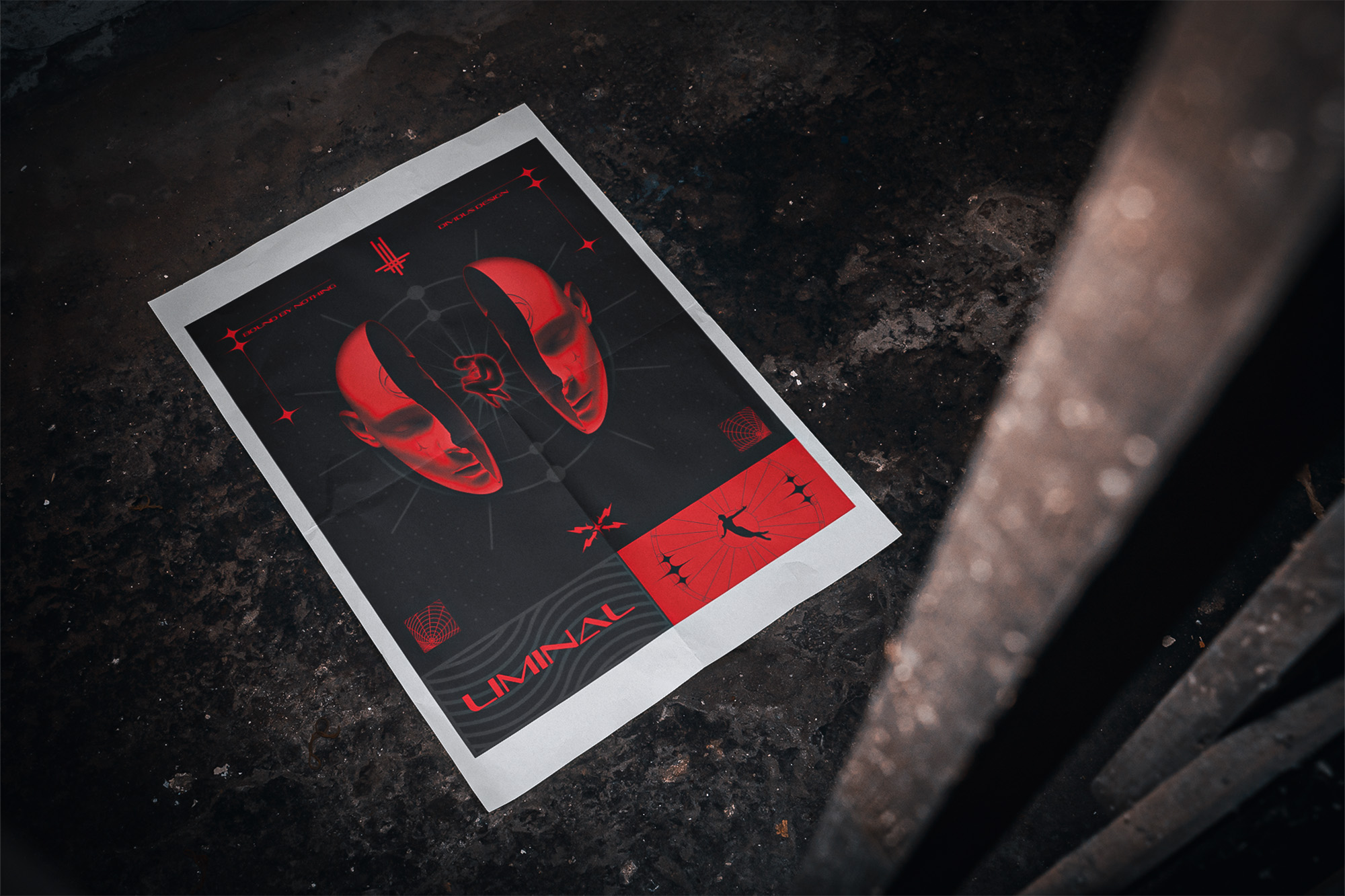 Liminal poster mockup on concrete